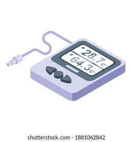 Elektronisches digitales Thermometer-Symbol. Isometrisch zum elektronischen Digitalthermometer, Vektorsymbol für Webdesign einzeln auf weißem Hintergrund