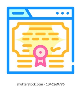 electronic diploma color icon vector. electronic diploma sign. isolated symbol illustration