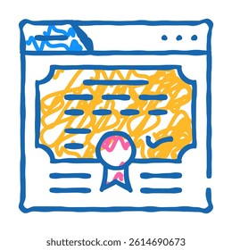 electronic diploma doodle icon sketch vector. electronic diploma sign. isolated symbol illustration