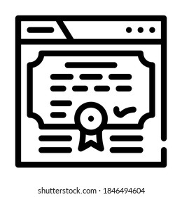 vector de icono de línea de diploma electrónico. signo de diploma electrónico. símbolo de contorno aislado ilustración negra
