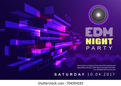 Electronic dj music night party design background poster vector