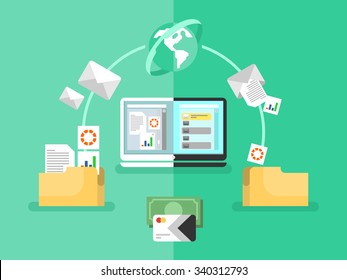 Electronic Document Management. Data Digital File, System Storage, Computer Archive, Information Database, Order Catalog, Flat Vector Illustration