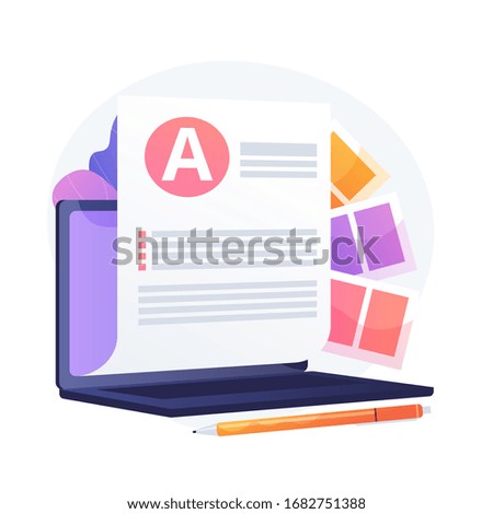Electronic document. Electronic paper, paperless office, Internet article. Online documentation organization. Typing text file on computer. Vector isolated concept metaphor illustration