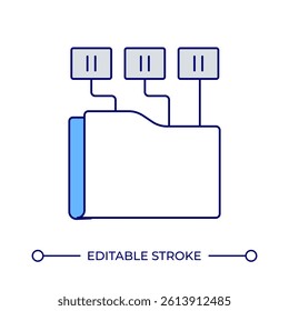 Electronic documents line color icon. Digital folder with files. Sharing data between users online. Internet storage. Isolated vector illustration. Flat colorful symbol design. Editable stroke