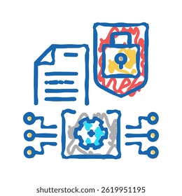 electronic documents protection doodle icon sketch vector. electronic documents protection sign. isolated symbol illustration