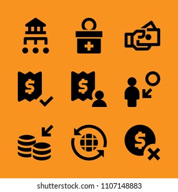 electronic, dollar, assistance and jar icon set. Vector illustration for web and design.