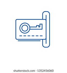 Electronic door key lock line icon concept. Electronic door key lock flat  vector symbol, sign, outline illustration.