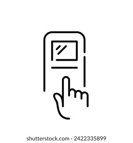 Electronic door lock with display. Fingerprint biometric access. Pixel perfect icon