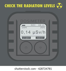 Electronic dosimeter. Personal Combined Radiation Detectors. Vector illustration.