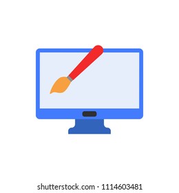 electronic drawing colored icon on white background