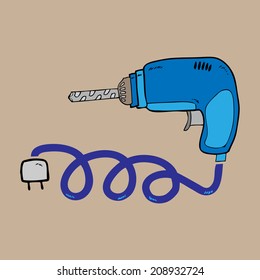 Electronic drill technician tool cartoon