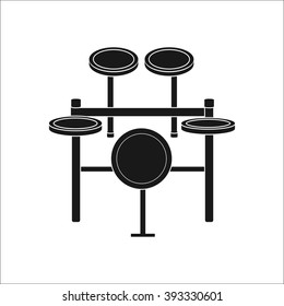 Electronic drum kit simple icon on colorful white background