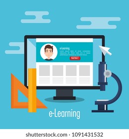 electronic education with computer desktop