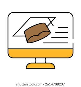 electronic education and graduation line icon vector. electronic education and graduation sign. isolated symbol illustration