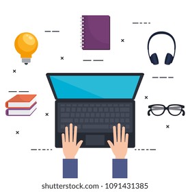 electronic education with laptop