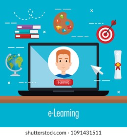 electronic education with laptop