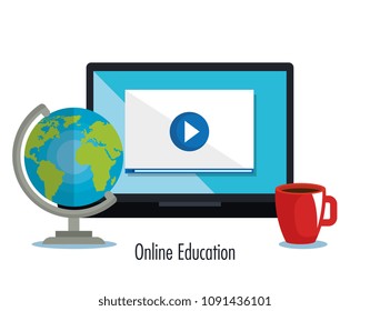 electronic education with laptop