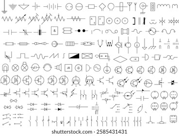 electronic electric international standard symbol icon vector semi conductor resistor component switch relay diode transistor