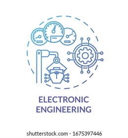 Electronic engineering blue concept icon. Ship devices maintenance. Fix boat in port. Vessel machinery operation idea thin line illustration. Vector isolated outline RGB color drawing