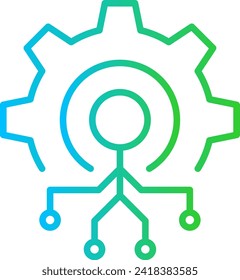 Icono de ingeniería electrónica con estilo de contorno de gradiente azul y verde. tecnología, equipo, dispositivo, electrónico, ordenador, digital, internet. Ilustración vectorial