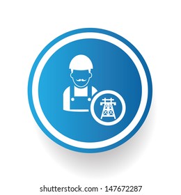 Electronic Engineering symbol ,blue button,vector