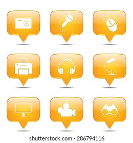 Electronic Equipment Square Vector Yellow Icon Design Set