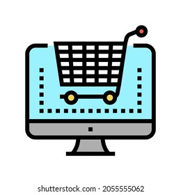 electronic eshopping purchase color icon vector. electronic eshopping purchase sign. isolated symbol illustration