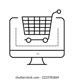 electronic eshopping purchase line icon vector. electronic eshopping purchase sign. isolated contour symbol black illustration