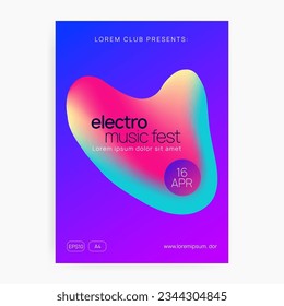 Electronic Event. Bright Glitch For Set. Electro And Concert Template. Abstract Background For Brochure Design. Fun Techno Flyer. Pink And Blue Electronic Event
