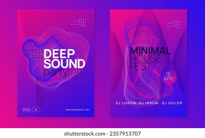 Electronic event. Commercial concert banner set. Dynamic gradient shape and line. Neon electronic event. Electro dance dj. Trance sound. Club fest poster. Techno music party flyer.