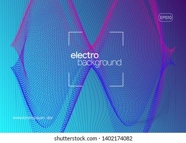 Electronic event. Dynamic fluid shape and line. Geometric discotheque invitation design. Neon electronic event. Electro dance dj. Trance sound. Club fest poster. Techno music party flyer.