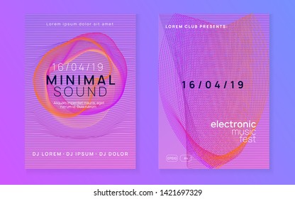 Electronic event. Dynamic fluid shape and line. Commercial show cover set. Neon electronic event. Electro dance dj. Trance sound. Club fest poster. Techno music party flyer.