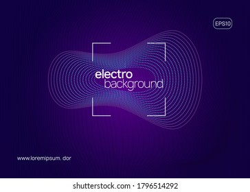 Electronic event. Dynamic fluid shape and line. Geometric show invitation template. Neon electronic event. Electro dance dj. Trance sound. Club fest poster. Techno music party flyer.