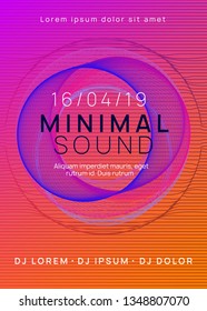 Electronic event. Dynamic gradient shape and line. Curvy show invitation concept. Neon electronic event. Electro dance dj. Trance sound. Club fest poster. Techno music party flyer.