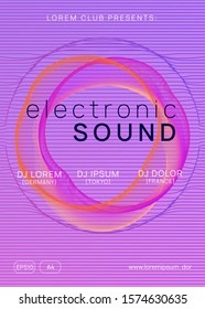 Electronic event. Futuristic concert invitation template. Dynamic gradient shape and line. Neon electronic event. Electro dance dj. Trance sound. Club fest poster. Techno music party flyer.