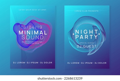 Electronic event. Trendy show brochure set. Dynamic fluid shape and line. Neon electronic event. Electro dance dj. Trance sound. Club fest poster. Techno music party flyer.