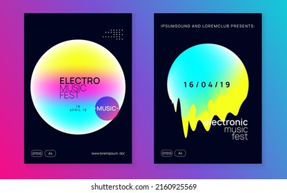 Electronic Event. Wavy Effect For Magazine. Trendy Trance Banner. Club And Concert Design. Graphic Background For Cover Layout. Black And Pink Electronic Event