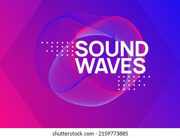 Electronic event. Wavy show invitation concept. Dynamic fluid shape and line. Neon electronic event. Electro dance dj. Trance sound. Club fest poster. Techno music party flyer.