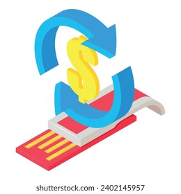 Electronic exchange icon isometric vector. Dollar sign in arrow and flash drive. Financial technology, e business