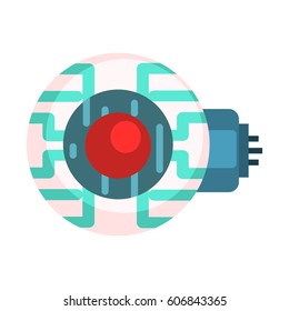 Electronic Eye For Android, Human Organ Replica, Part Of Futuristic Robotic And IT Science Series Of Cartoon Icons