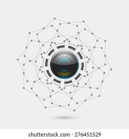 Electronic eye with a geometric abstract net