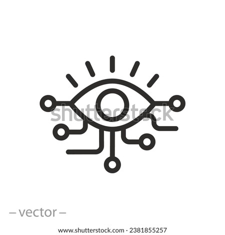 electronic eye icon, bionic eyes concept, digital vision, thin line symbol - editable stroke vector illustration