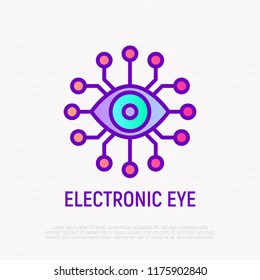 Electronic eye thin line icon, Cyber eye. Modern vector illustration.