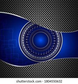 Folleto de la tecnología de ilustración de macro de plantilla de globo ocular electrónico. Fondo de hielo metálico