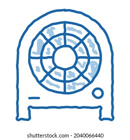 Electronic Fan Heater Heating Equipment sketch icon vector. Hand drawn blue doodle line art isolated symbol illustration