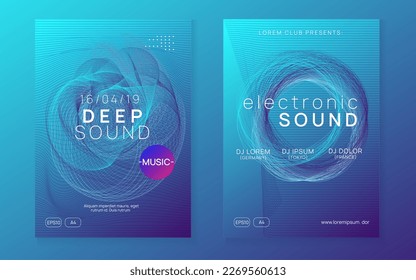 Electronic fest. Digital show brochure set. Dynamic gradient shape and line. Neon electronic fest flyer. Electro dance music. Trance sound. Club event poster. Techno dj party.