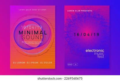 Electronic fest. Dynamic fluid shape and line. Futuristic show brochure set. Neon electronic fest flyer. Electro dance music. Trance sound. Club event poster. Techno dj party.