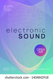 Electronic fest. Dynamic gradient shape and line. Digital show invitation layout. Neon electronic fest flyer. Electro dance music. Trance sound. Club event poster. Techno dj party.