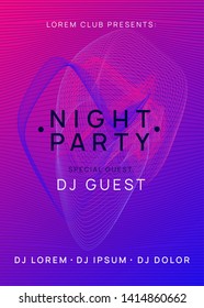Electronic fest. Dynamic gradient shape and line. Energy show magazine template. Neon electronic fest flyer. Electro dance music. Trance sound. Club event poster. Techno dj party.
