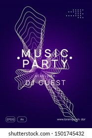 Electronic fest. Dynamic gradient shape and line. Geometric discotheque cover template. Neon electronic fest flyer. Electro dance music. Trance sound. Club event poster. Techno dj party.